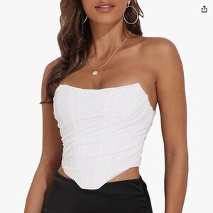 NWT Strapless Open Back Boned Mesh Bustier Zip Back Corset